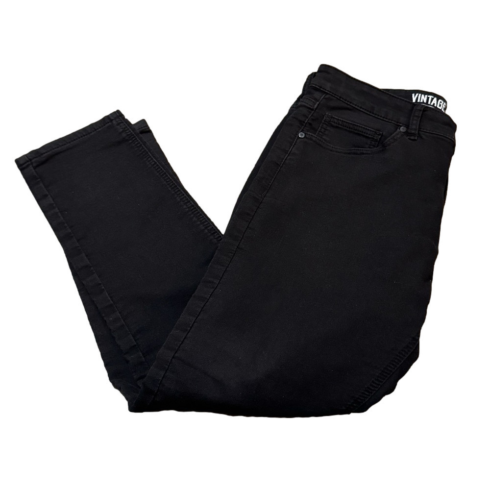 Vintage Genes Black Slim Fit Cotton Polyester Spandex Blend Women Size W34 L30